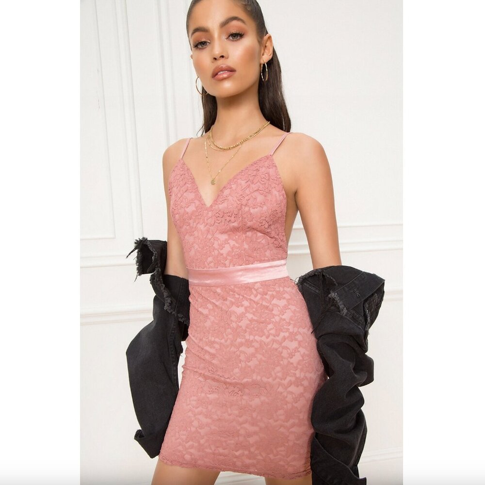 About Us Elona Lace Mini Dress